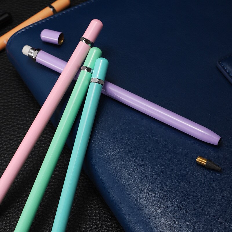 Stylo métallique Permanent avec caoutchouc remplaçable, stylo sans encre, stylo à pointe, jamais , papeterie de bureau pour l'école,