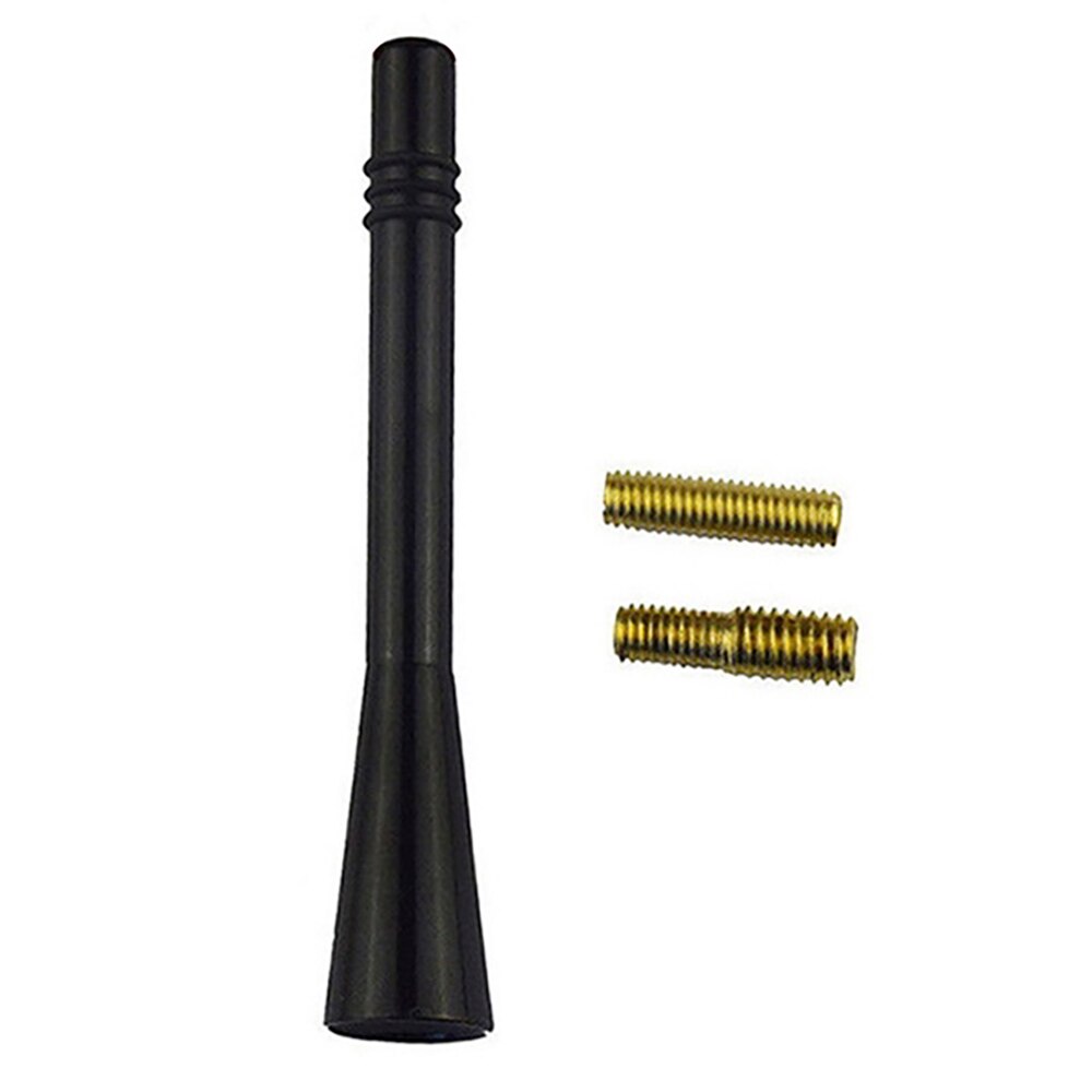 Bil antennacar tilbehør 8cm universell bil kort stubbe er / fm radio antenne antenne +2 typer skrucarantenna toppers: Svart
