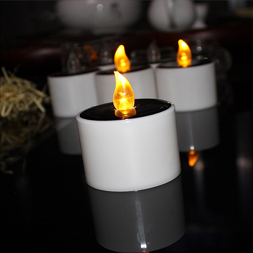 1pcs Zonne-energie LED Kaarsen Vlamloze Elektronische Solar LED Tea Lights Lamp bougie parfum Led Kaars Licht Pasen Kaars