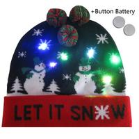 Självlysande halsduk jul mössa belysning varm stickad tofs halsduk för juldekoration merry xmas dekor hatt: Hatt c