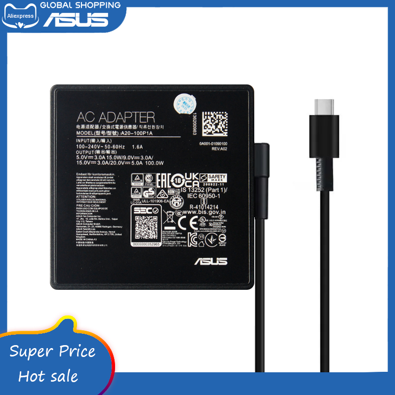 Original A20-100P1A 20V 5A 100W USB-C AC Adapter Laptop Charger For Asus UN5401UA UP5401EA UX325SA UX325UAZ UX3402ZA UX392FA