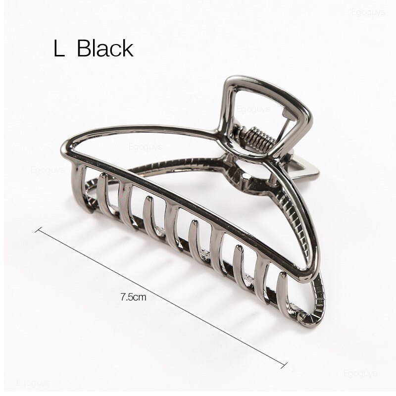 1 pinza para el pelo para niñas y mujeres, pinzas geométricas para el cabello, pinza para el pelo, agarre de Color sólido, horquillas coreanas, pasadores de Metal, herramientas de estilismo: Negro