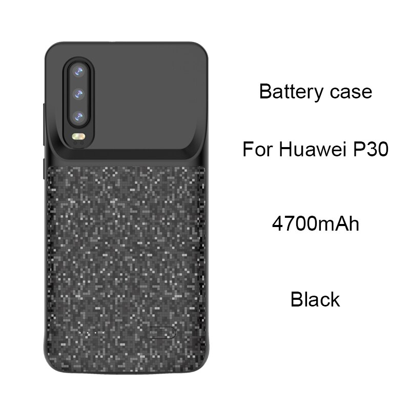 Portable power case for Huawei p30 p30 pro Nova 4e 4700mAh TPU charging case for huawei p30 pro black: For P30 black