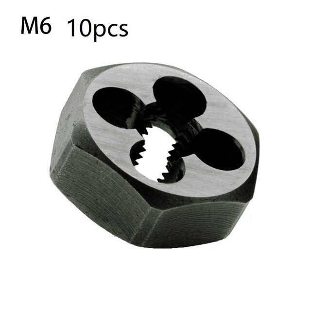 10pcs Hexagonal Round Die High Speed Steel Teeth Threading/Hex M3-M10 Replacement Tool Part: M6