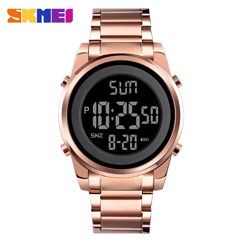 Digitale Heren Horloges Mode Led Mannen Digitale Horloge Mannelijke Klok Uur Voor Mens Reloj Hombre Elektronische Horloge 2 tijd: Rose gold