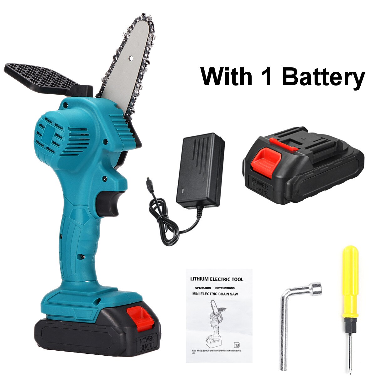 3000W 88VF 4 Inch Mini Electric Saw Chainsaw Garden Tree Logging Saw Woodworking Tools Wood Cutters with 2 Battery