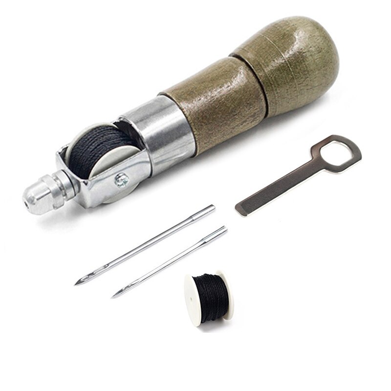 1 Set Lock Stitch Sewing Awl Thread Kit Leather Hand Sewing Waxed Thread Machine for Leather Craft Edge Stitching: C