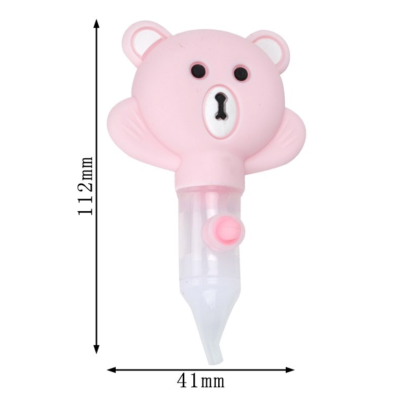 Aspirador de nariz para bebés recién nacidos niños, limpiador de nariz infantil con ventosa antireflujo, limpiador de punta suave con dibujo de oso, cuidado del bebé: pink