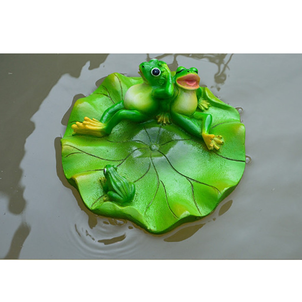6 Style Pond Lifelike Water Floating Lotus Leaf Ornament Sculpture Frog Bathtub Toys Resin Artificial Animals Home Decor