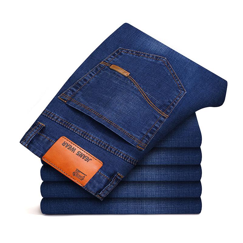 nouveaux hommes mince élastique jean affaires classique Style maigre jean Denim pantalon pantalon mâle: Bleu / 34