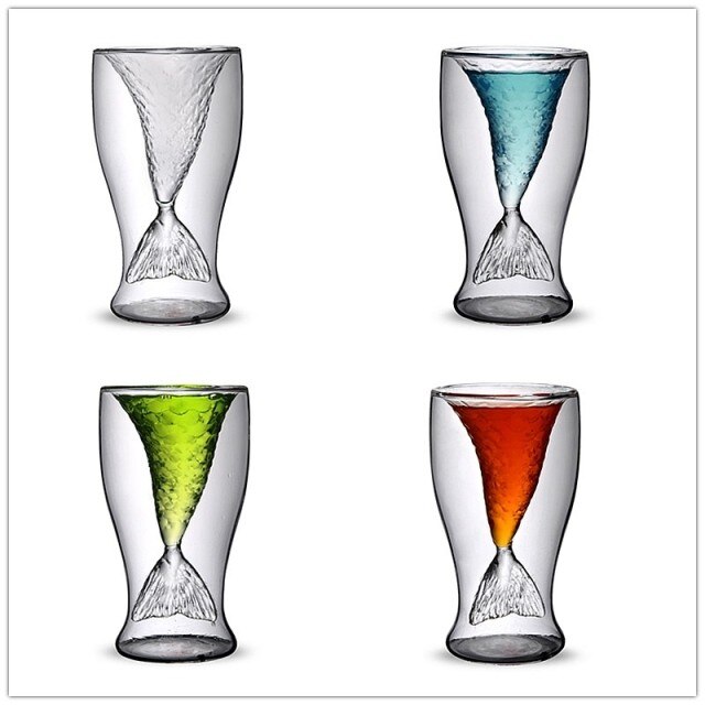 Copa de vino de sirena, vaso de copa de cristal de 100ml, para amantes de las sirenas, 1 unidad
