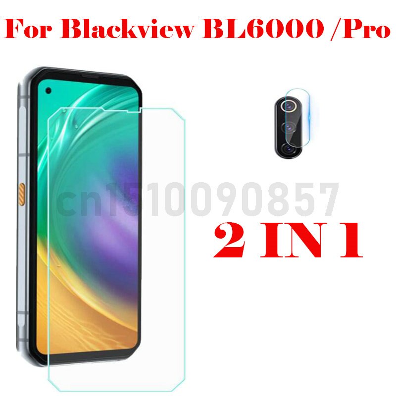 3-w-1 etui + kamera szkło hartowane dla Blackview BL6000 zawodowiec 5G ScreenProtector szkło dla Blackview BL6000 2.5D szkło: Blackview BL6000 Pro / 2 in 1