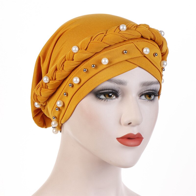 Hiyab-pañuelo para la cabeza para mujer musulmana, capa de turbante de algodón sólido, blanco perla, interior, musulmán, turbantes: 6