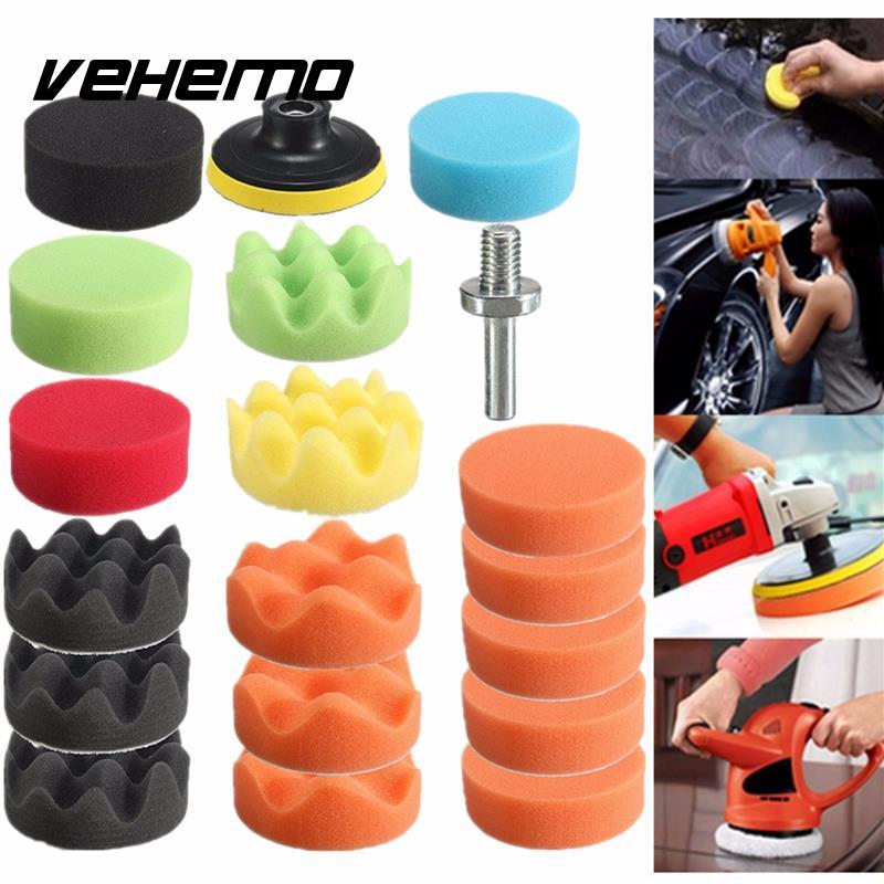 Vehemo Car Polishers 19Pcs Sponge Pad Cleaning Tool M10 Drill Adapter