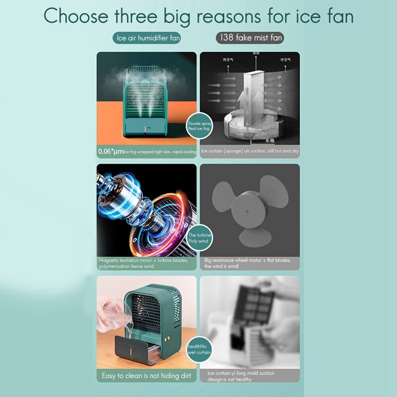 Mini Fan Water Cooling Humidification Spray Cooling Desktop Cooling USB Student Dormitory Air Cooler Fans
