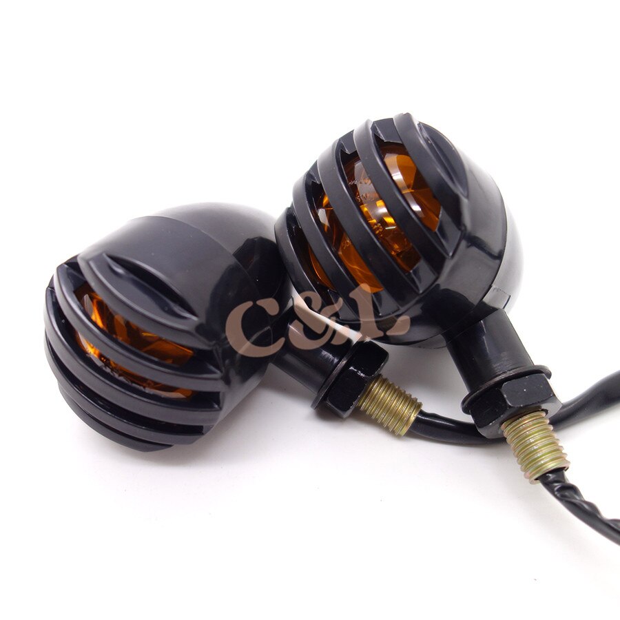 Bullet Black Amber Lamp Motorfiets Richtingaanwijzer Cruiser Chopper Custom Licht Past Voor Harley Bobber Chopper Custom