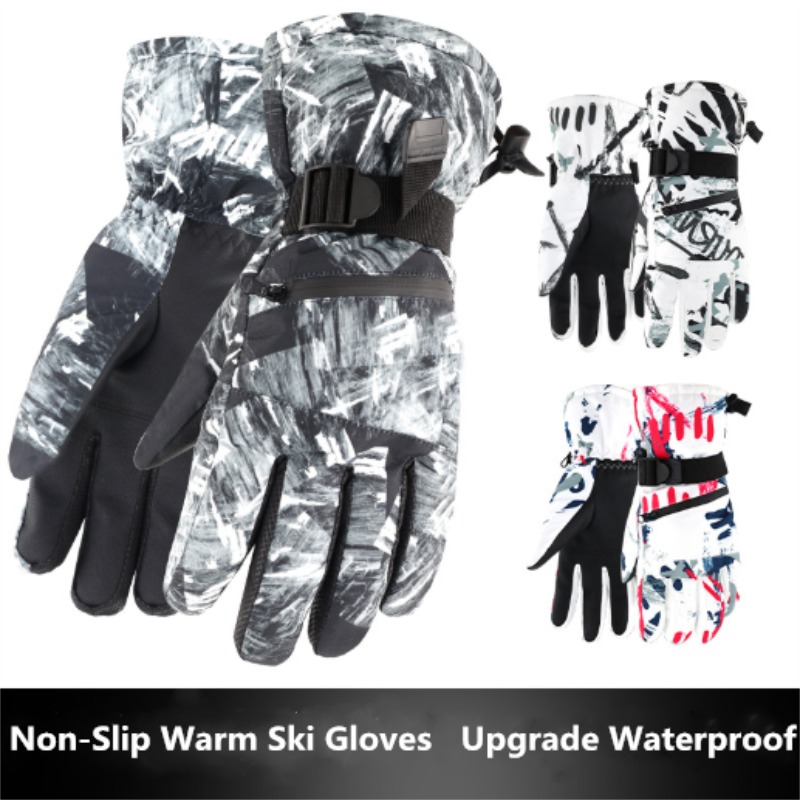 Handschuhe warm Und Samt Winter draussen Reiten Ski Handschuhe Graffiti Sport Wasserdicht Nicht-Unterhose Bergsteigen Touchscreen Handschuhe