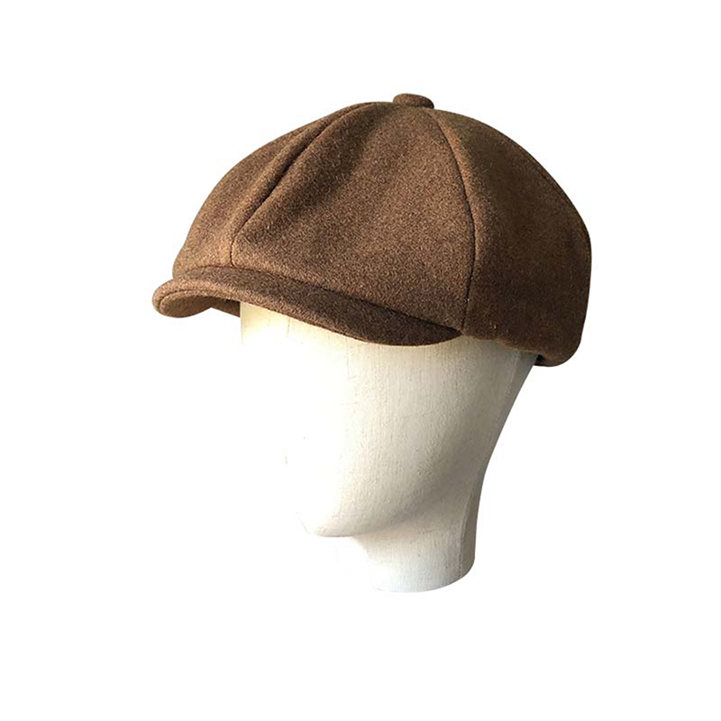 Chapeau en laine de chameau noir pour homme et femme, casquette à chevrons Tweed, octogonale, rétro, plat, collection hiver , BLM65