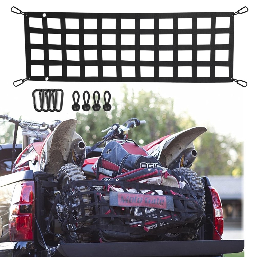 Car Trunk Organizer Net UV Protection Pickup Truck Bed Cargo Mesh Tailgate Net Cargo Storage Netting Divider Car Accessories