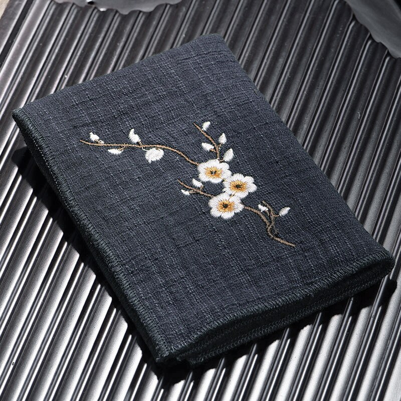 Toallas de té chinas bordadas, tejido con patrón de ciruela, absorción de agua, cuenco ecológico, accesorios de limpieza de tetera, 1 ud.: 10