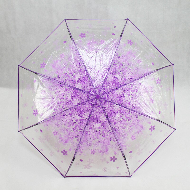 1pc three Fold Umbrella Women Transparent Clear Cherry Blossom Mushroom Apollo Sakura folding Sunshade Rain Umbrella