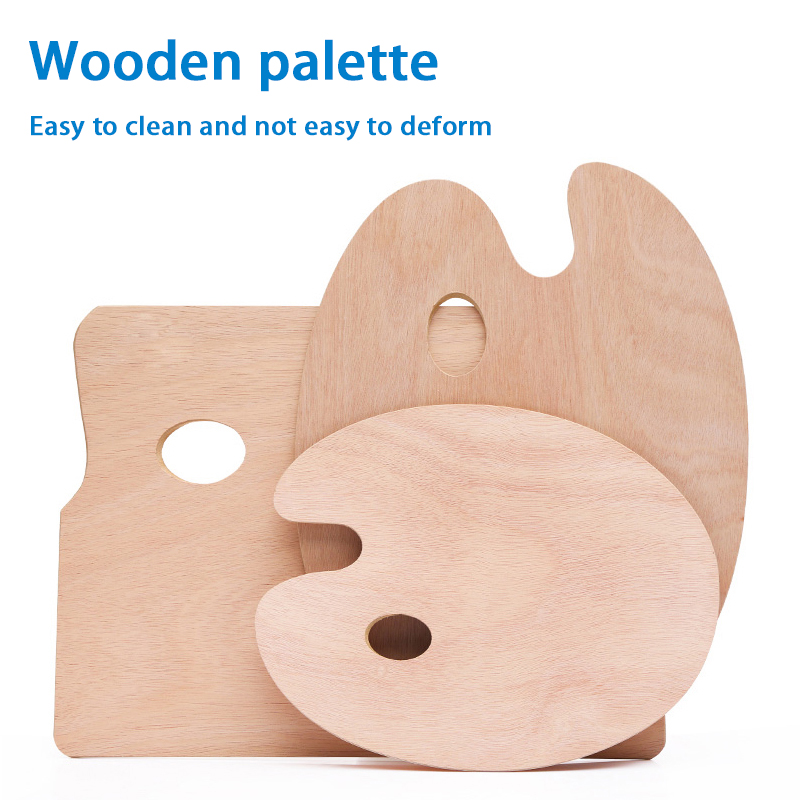 Elliptical wood painting palette palette for oil painting gouache acrylic pigment beginner student art supplies