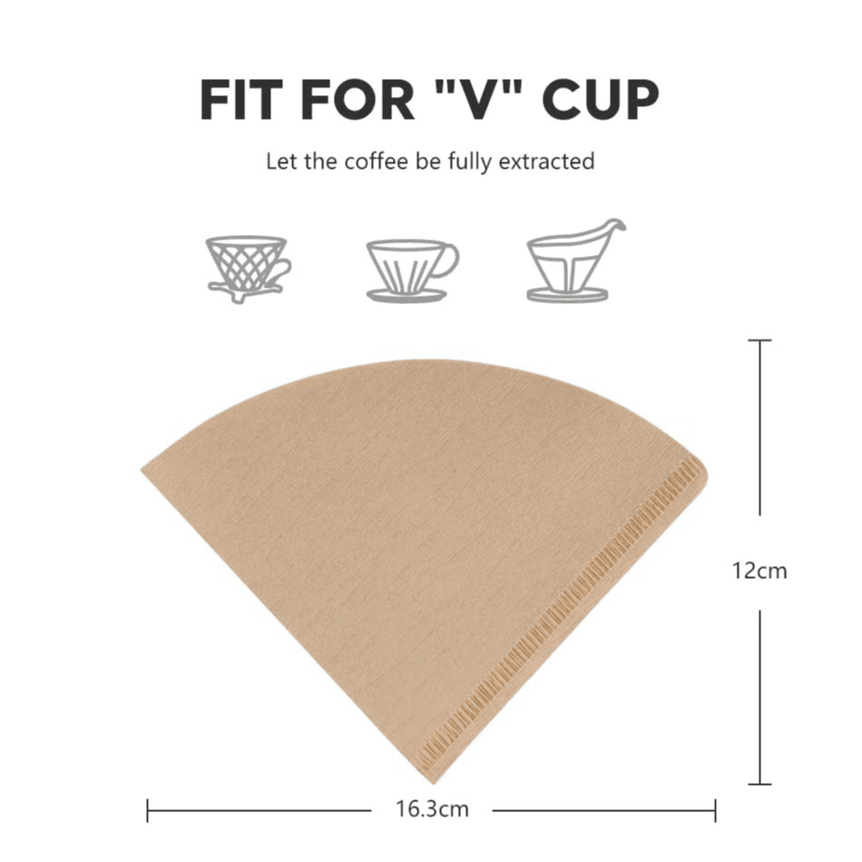 RECAFIMIL-filtro de café desechable, suministros de papel, cono Natural, filtro sin blanquear en forma de V para gotero de café V.60