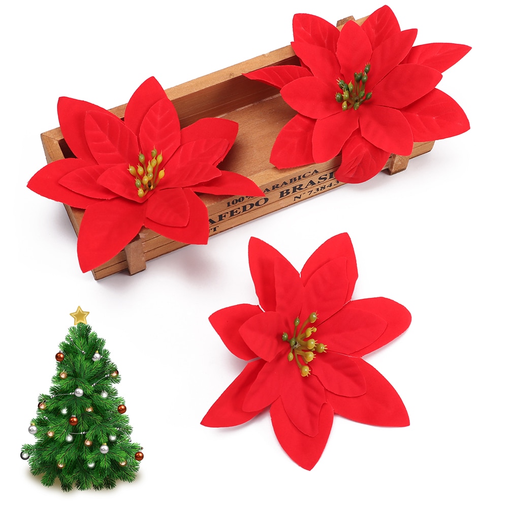 10pc 14cm Flannel Large Artificial Rose Flower Heads For Home Wedding Decoration Scrapbooking DIY Christmas Tree Silk Flowers