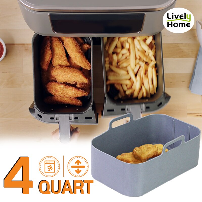 2 stk luftfrityrkoker silikonbrett fett dobbel 2 kurver rektangel stekepanne ovn gryteplate luftfrityrkoker tilbehør til ninja foodi  dz201