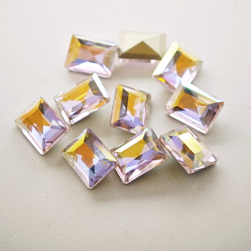 50 stuks 6x8mm rechthoekige haakse nagelaccessoires kleurrijke super glanzende K9 diamant puntige bodem onregelmatige nageldecoratie: Light Grey