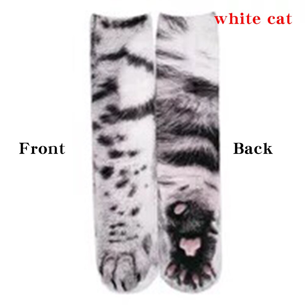 Bomuld sjove sokker kvinder kawaii print animal paw søde sokker 3d print hund kat pote afslappet glad høj ankel mænd sokker: 01
