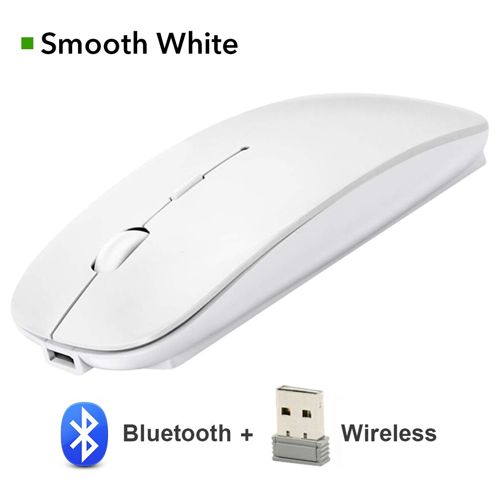 Draadloze Bluetooth Muis Draadloze Stille Computer Muis Voor Pc Laptop Mause Oplaadbare Ergonomische Muizen Optische Usb Muis: Bluetooth 4.0 White