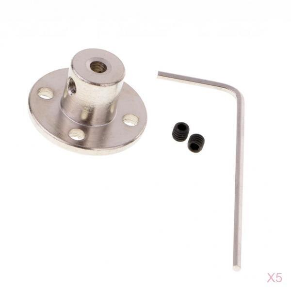 5 Pack of Metal Flange Shaft Coupling Rigid Flange Coupling Motors Guide Shaft Axis Bearing for RC Model Motor