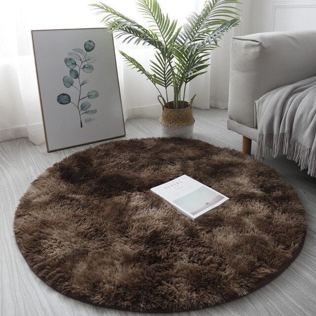 Petit tapis rond antidérapant, coloré, 40/60/80cm, pour salon et chambre à coucher, impression de teinture par nouage, décoration de la maison, hiver