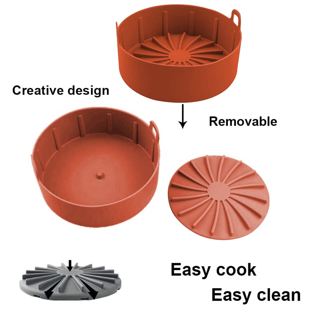 Silicone Grill Pan Bread Cake Mat Multifunctional Air Fryer Basket Accessories Bread Cake Pizza Microwave Baking Basket Pot Mat