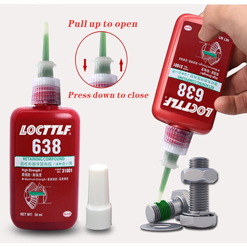 Pegamento cilíndrico de sujeción Locttlf 648, 680, 609, 638, sello de calafateo, rodamiento anaeróbico, sujeción permanente de alta resistencia, 50ml