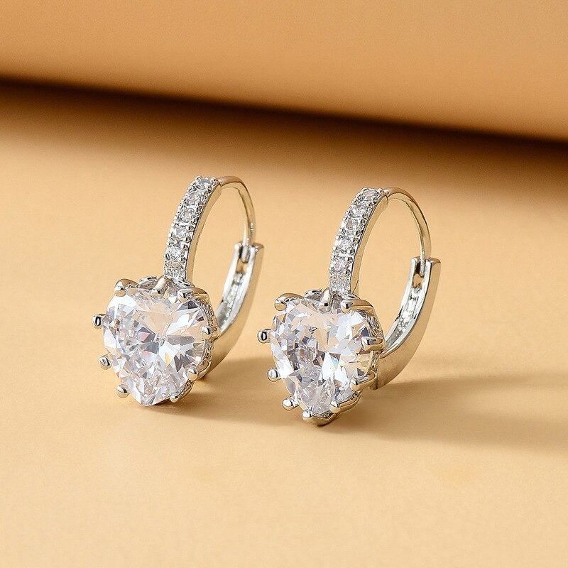 2021New Cubic Zircon Lock Earrings Heart Shape Stud Earrings For Women Girls jewelry Accessory Gif