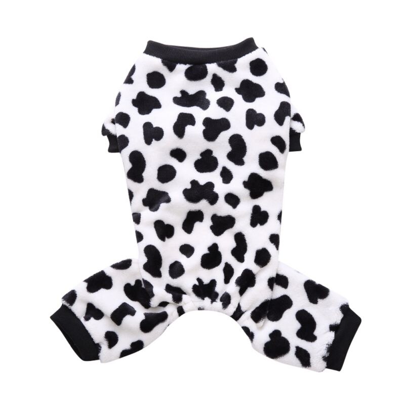 Sällskapsdjur kläder kostym kamouflage ko mönster valp hund kläder sällskapsdjur varm pyjamas vinter fyra fot fleecepet kläder: B / S