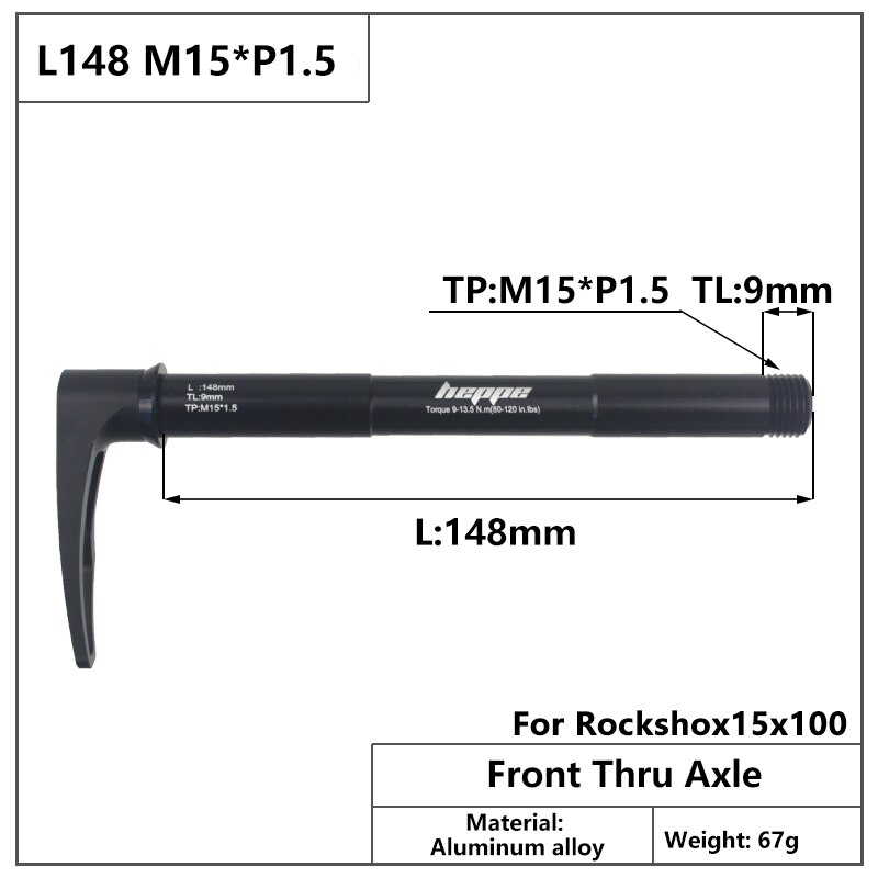 HEPPE Fahrrad Thru Achse Vorne Gabel Welle Spieß 15x 100 15x110 MTB Rennrad schnell Freisetzung M15xP 1,5 gewinde Tonhöhe Fahrrad Teile: ROCKSHOX15X100