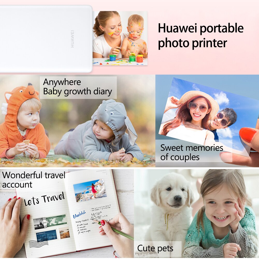 Original Huawei Portable imprimante Photo papier Bluetooth 4.1 300dpi AR imprimantes 500mAh bricolage partager honneur poche imprimante intelligente papier