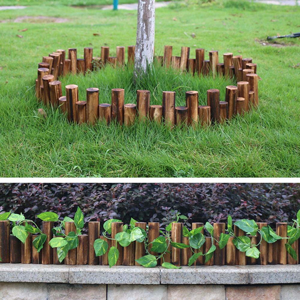 Anti-Corrosion Wood Log Lawn Grass Edging Garden Flower Bed Border Fence Decor