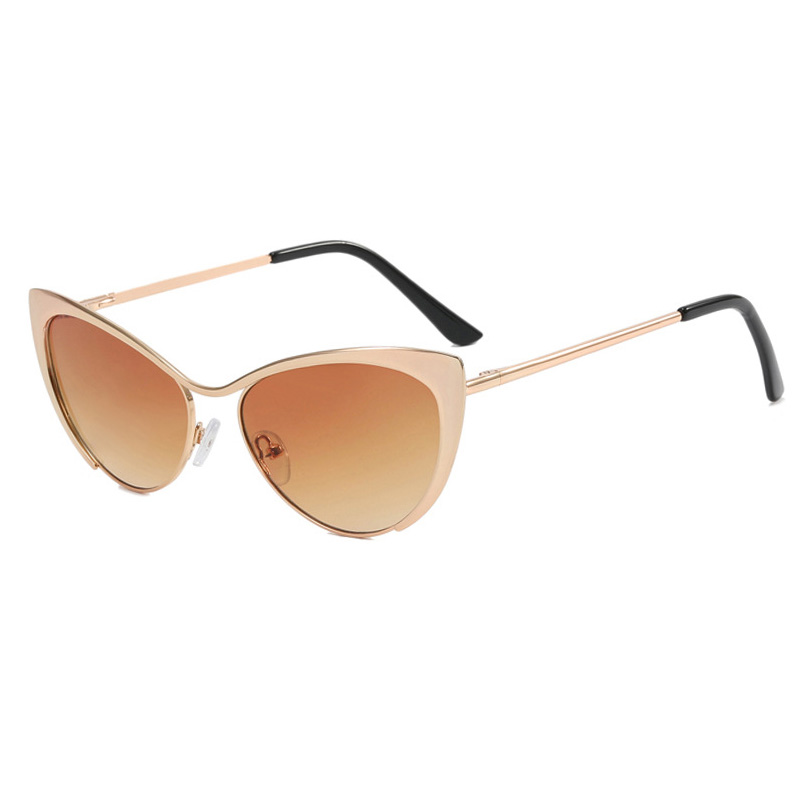 Shauna Anti-Blauw Licht Mode Vrouwen Cat Eye Optische Brilmonturen Lente Hinger Metalen Gradiënt Zonnebril UV400: Oranje