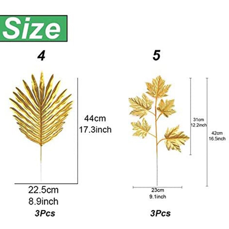 24 stk kunstige blade guldpalme blade gyldne tropiske planter palme blade til bryllup hjem diy dekorationer forsyninger