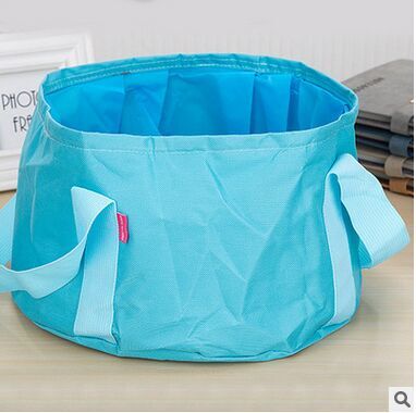 Lavabo de camping plegable portátil de viaje al aire libre, cuenco de cubo, bolsa de lavamanos, cubo de agua 15L: blue