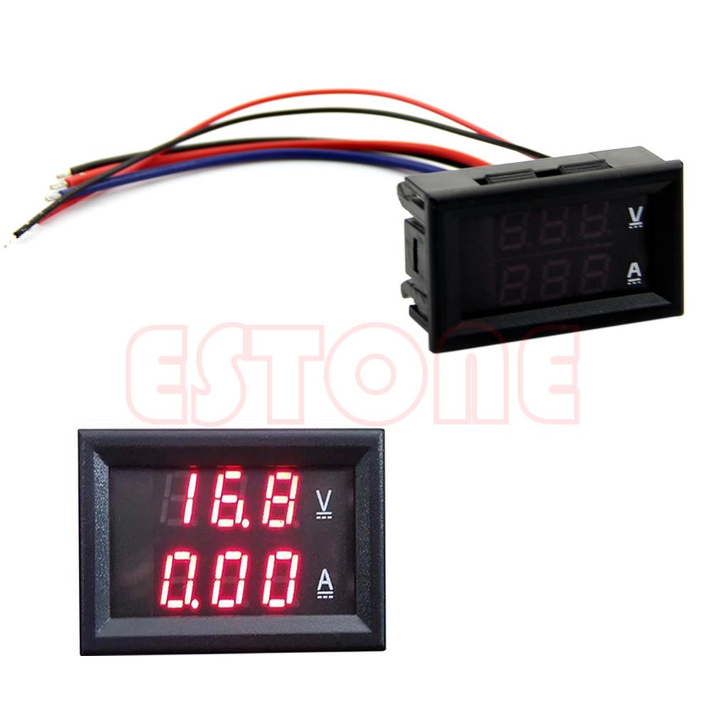 10A DC 100V voltímetro amperímetro rojo Panel LED Amp doble Digital medidor de voltímetro