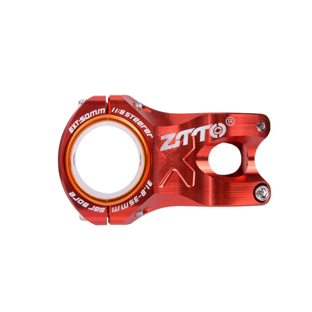 ZTTO MTB Attacco Manubrio CNC IN Lega di ALLUMINIO ad Alta Resistenza Leggero 0 gradi Aumento DH AM Enduro Per 35mm / 31.8 millimetri Manubrio Della Bici: 50mm Red