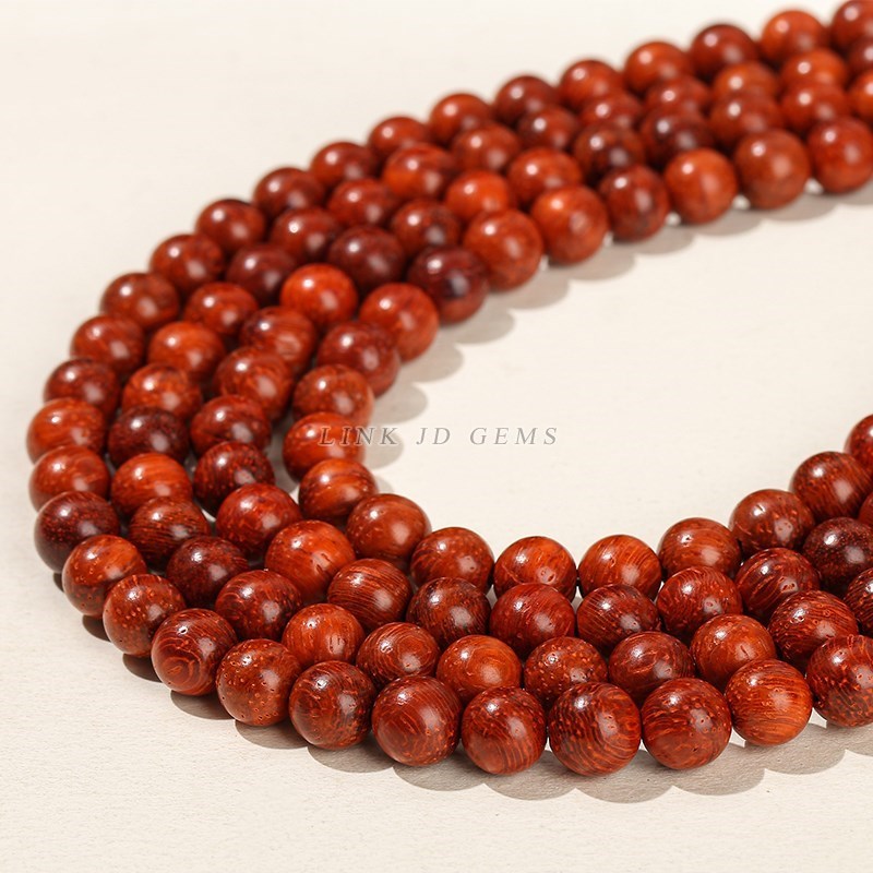 Naturlig træperle rød palisander rund buddha-perle 6 8 10mm vælg størrelse til smykkefremstilling gør-det-selv halskæde armbånd tilbehør 15 tommer