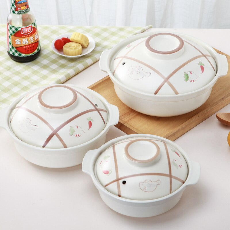 Clay Gas Chinese Pot Luxury Ceramic White With Lid Pots Cooking Butter Warmer Soup Base High Temperature Macetas Kitchen Eg50tg