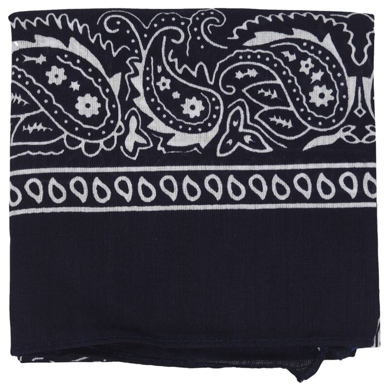 Marineblå firkantet paisley bandanas dobbeltsidet hoved wrap tørklæde armbånd