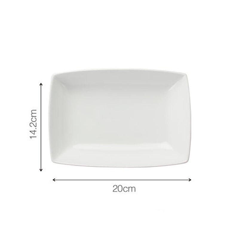 Plato cuadrado de cerámica para pasta, plato de arroz al horno para queso, plato para ensalada, tazón de postre blanco: B